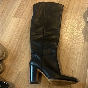 Black Leather Knee-High Boots